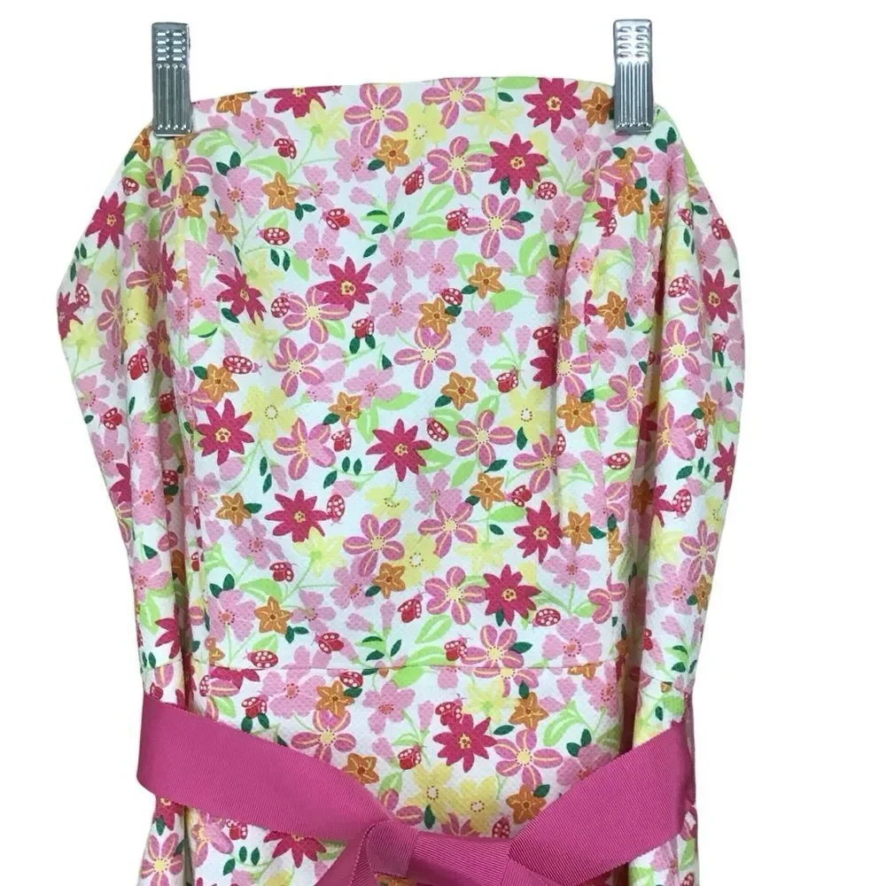 Lilly Pulitzer Pink Floral Strapless Scalloped Hem Dress 8 - Picture 2 of 11